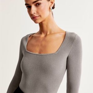 Abercrombie Long Sleeve Ottoman Squareneck Bodysuit